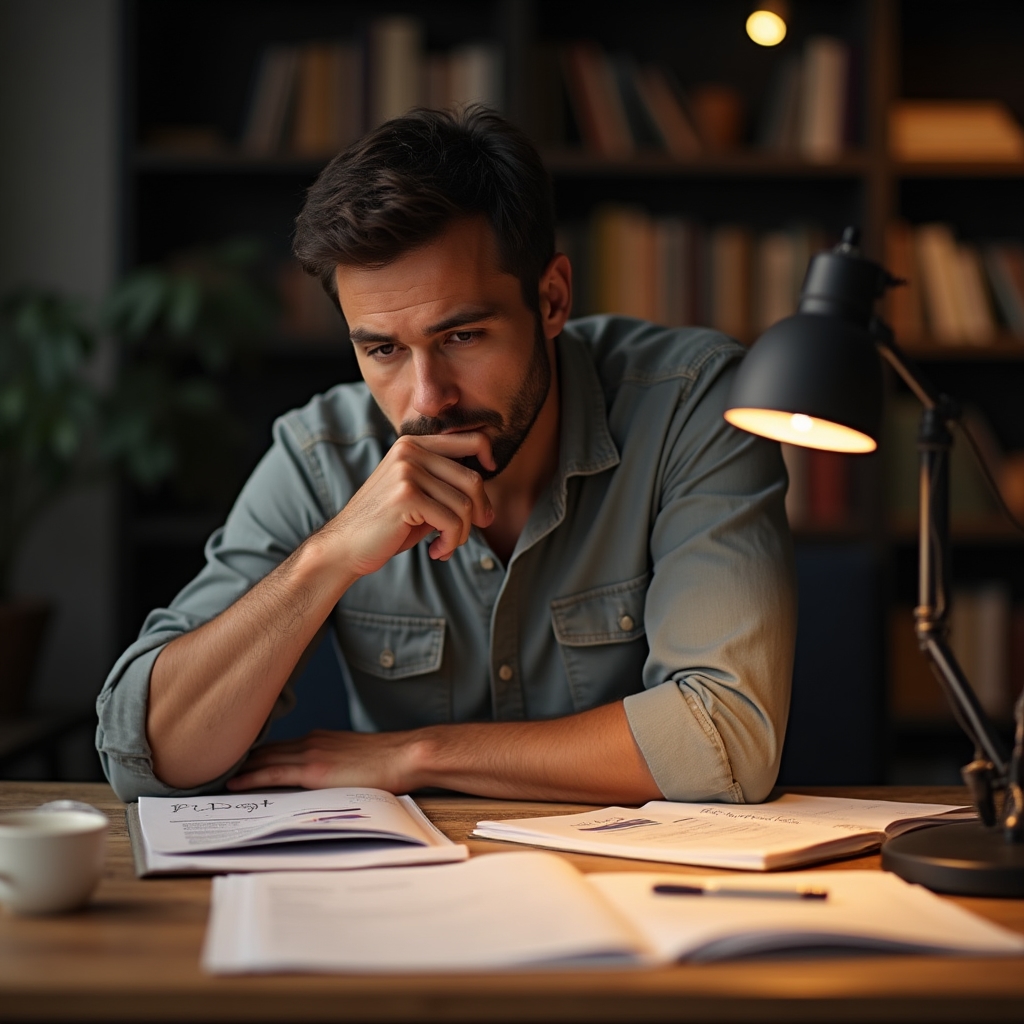 Freelancer revisando un presupuesto y notas antes de una reunión con un cliente