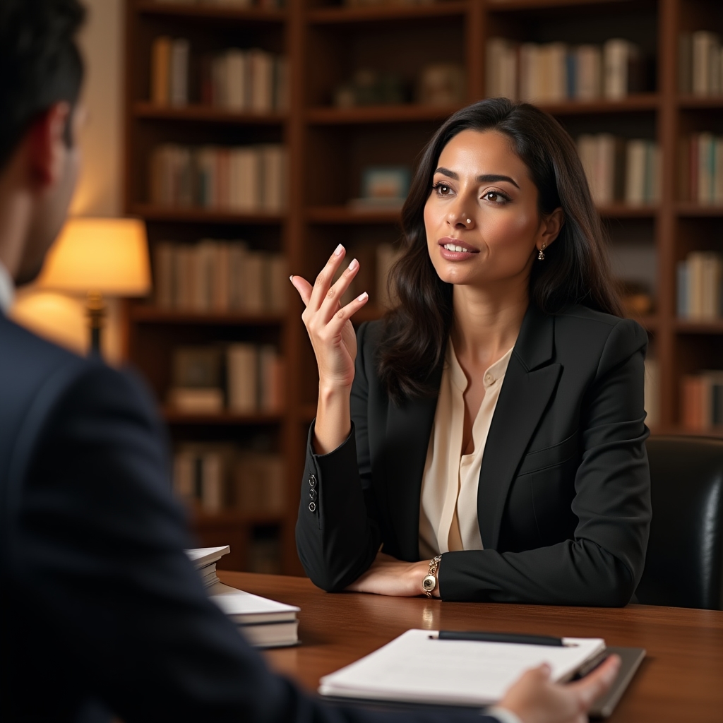 Profesional independiente conversando con un cliente durante una negociación de honorarios